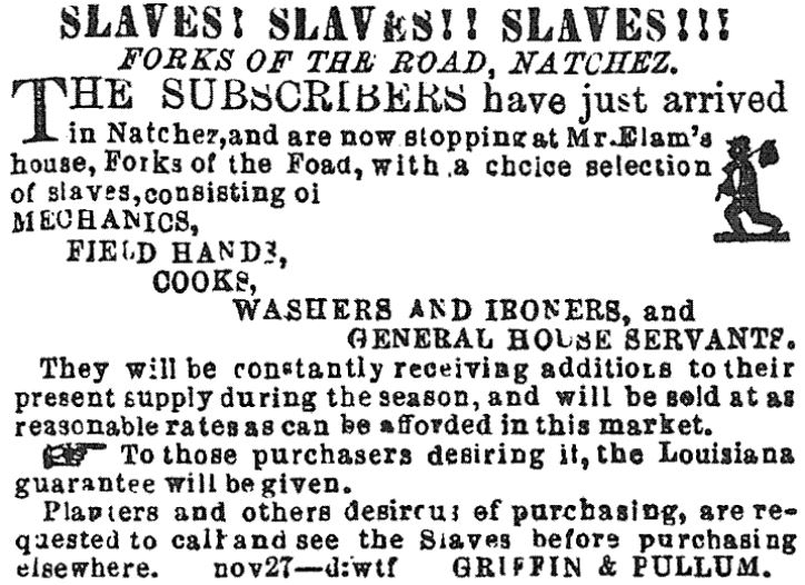 Slaves for sale in Natchez