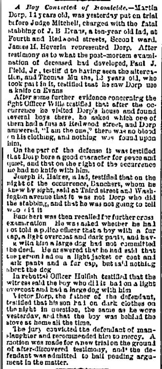 Martin Dorp Trial and Conviction 3 Feb 1881